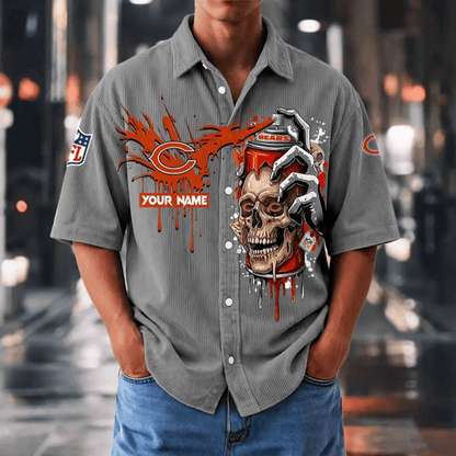 [SPECIAL OFFER] NEW CUSTOMIZED NFL26 CCB CHICAGO BEARS SEERSUCKER BUTTON SHIRT