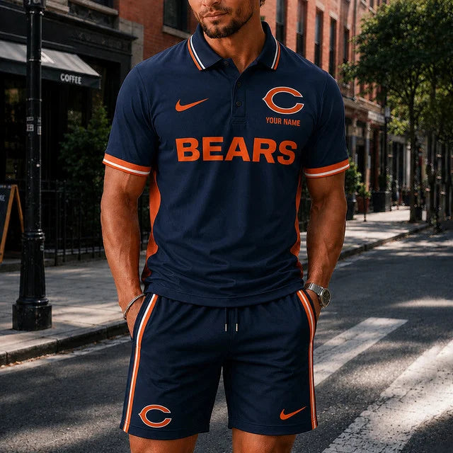 [SPECIAL OFFER] NEW CUSTOMIZED NFL26 CCB CHICAGO BEARS POLO SHIRT & SHORT PANTS
