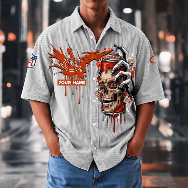 [SPECIAL OFFER] NEW CUSTOMIZED NFL26 CCB CHICAGO BEARS SEERSUCKER BUTTON SHIRT