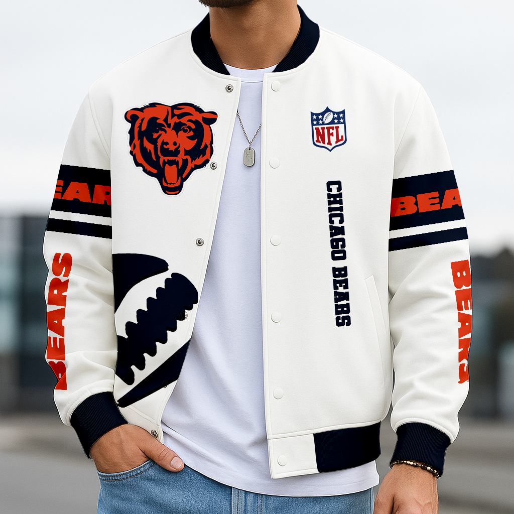 LIMITED EDITION - NEW CUSTOMIZED NFL26 CCB CHICAGO BEARS BASEBALL JACKET