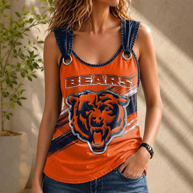[SPECIAL OFFER] NEW CUSTOMIZED NFL26 CCB CHICAGO BEARS O-RING SHOULDER TANK TOP