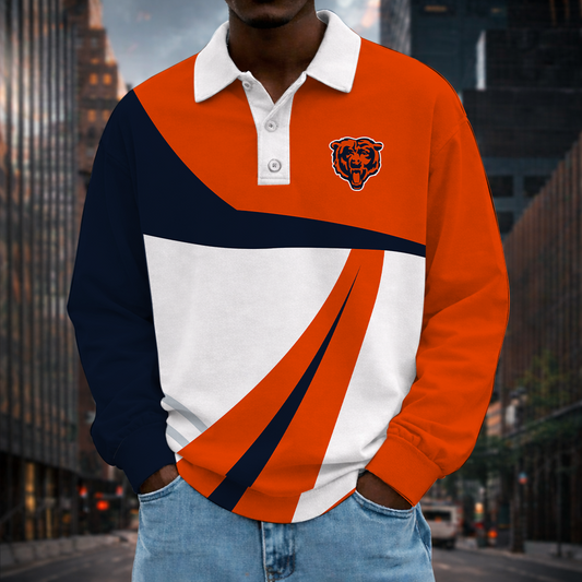 [SPECIAL OFFER] NEW CUSTOMIZED NFL26 CCB CHICAGO BEARS LONG SLEEVE POLO SHIRT
