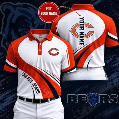 LIMITED EDITION - NEW CUSTOMIZED NFL26 CCB CHICAGO BEARS POLO SHIRT