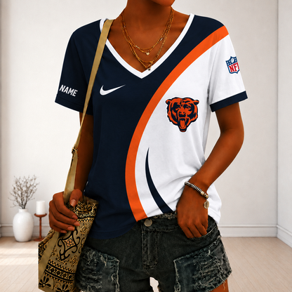 LIMITED EDITION - NEW CUSTOMIZED NFL26 CCB CHICAGO BEARS V-NECK FEMALE SHIRT
