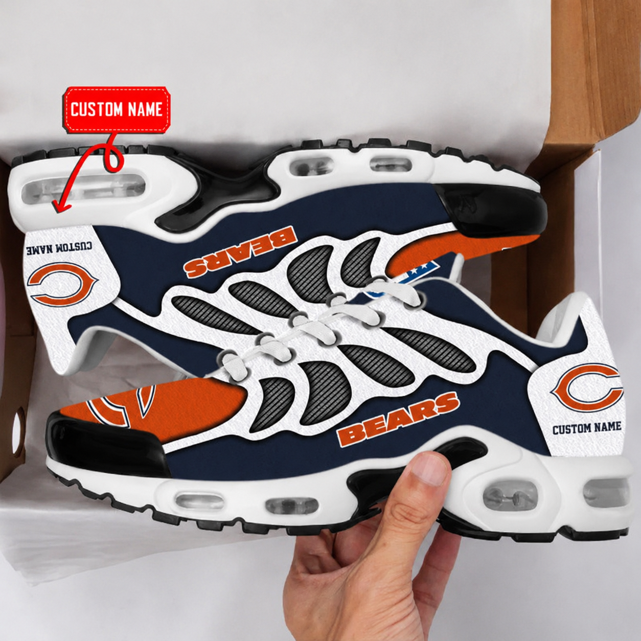 LIMITED EDITION - NEW CUSTOMIZED NFL26 CCB CHICAGO BEARS AIR MAX PLUS SNEAKERS