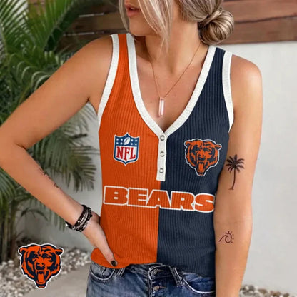 [SPECIAL OFFER] NEW CUSTOMIZED NFL26 CCB CHICAGO BEARS WOMEN'S V-NECK TANK TOP