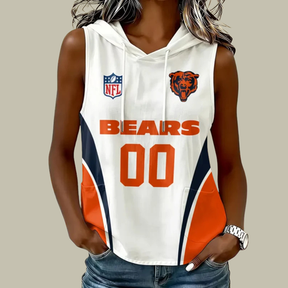[SPECIAL OFFER] NEW CUSTOMIZED NFL26 CCB CHICAGO BEARS WOMEN'S SLEEVELESS HOODED POCKET TANK TOP