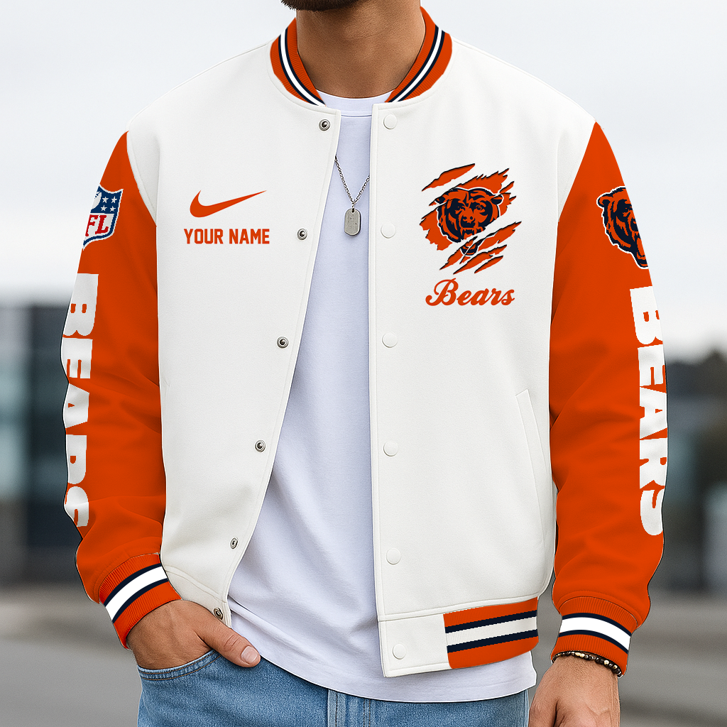 LIMITED EDITION - NEW CUSTOMIZED NFL26 CCB CHICAGO BEARS BASEBALL JACKET