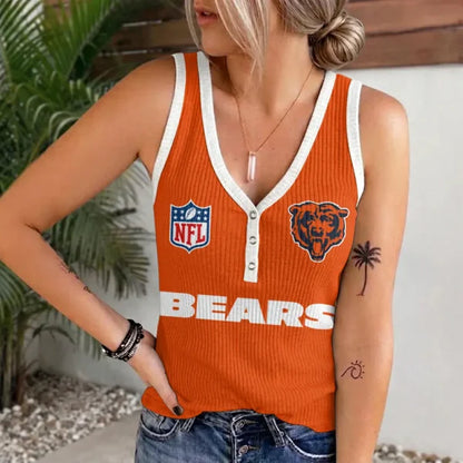 [SPECIAL OFFER] NEW CUSTOMIZED NFL26 CCB CHICAGO BEARS WOMEN'S V-NECK TANK TOP