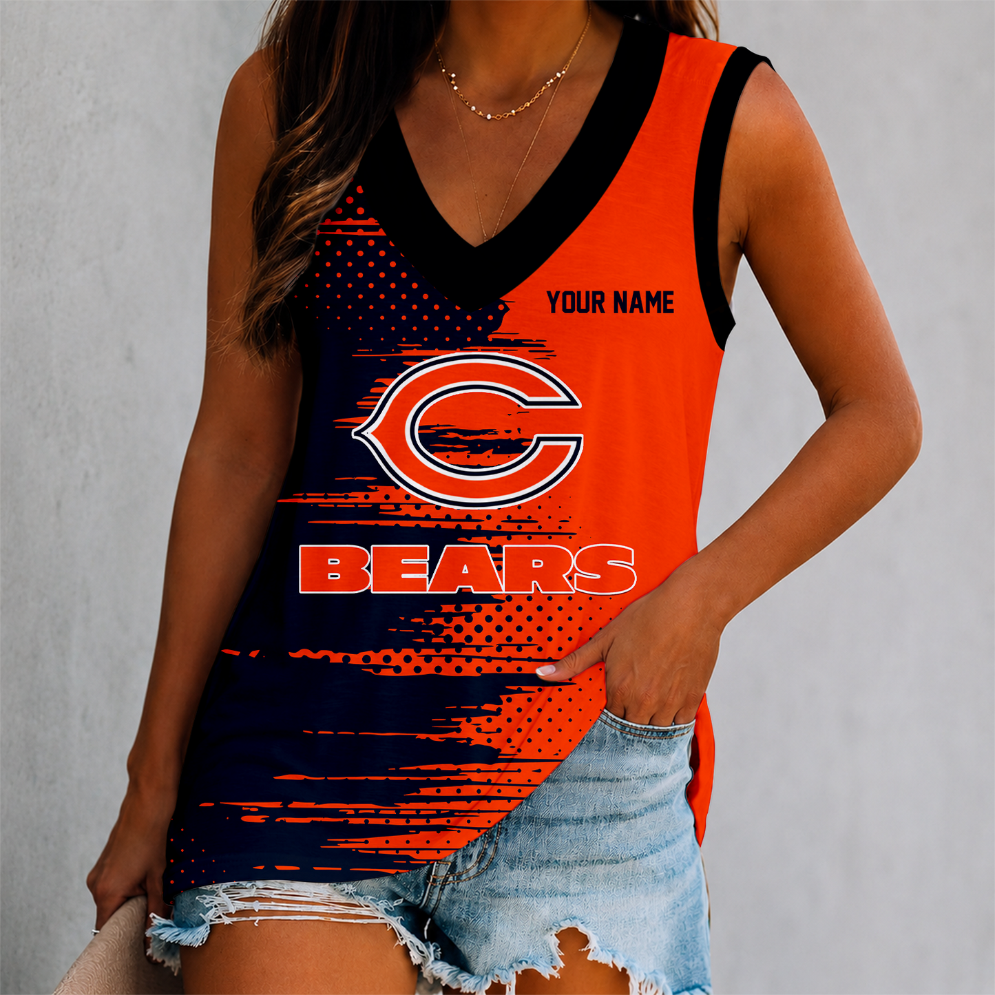 LIMITED EDITION - NEW CUSTOMIZED NFL26 CCB CHICAGO BEARS WOMEN'S V-NECK TANK TOP