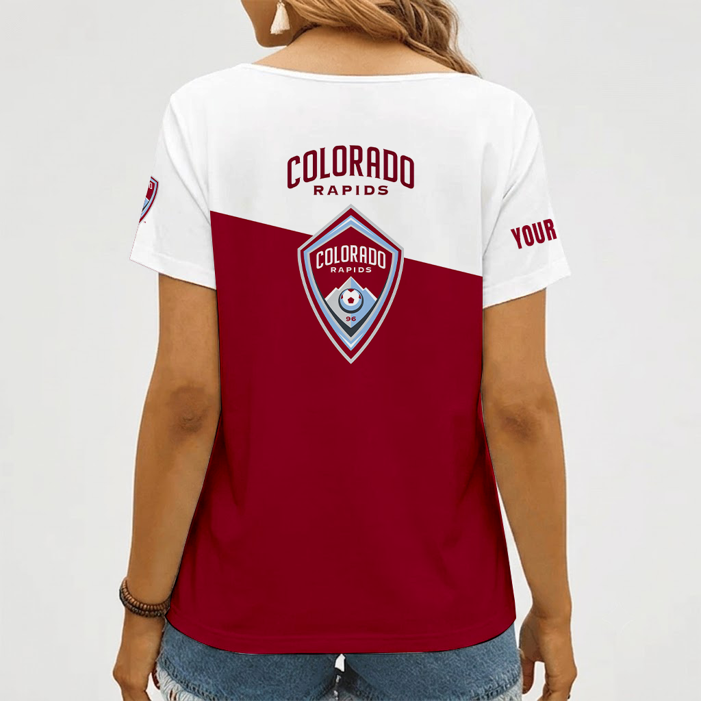 [FAN EXCLUSIVE] NEW CUSTOMIZED MLS26 CLR COLORADO RAPIDS V-NECK FEMALE SHIRT