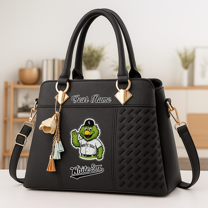 LIMITED EDITION - NEW CUSTOMIZED MLB26 CWS CHICAGO WHITE SOX ZIP HANDBAG MULTICOLOR