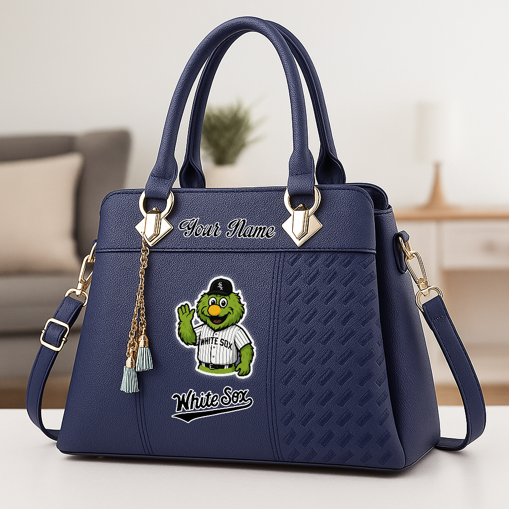 LIMITED EDITION - NEW CUSTOMIZED MLB26 CWS CHICAGO WHITE SOX ZIP HANDBAG MULTICOLOR