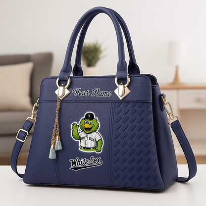 LIMITED EDITION - NEW CUSTOMIZED MLB26 CWS CHICAGO WHITE SOX ZIP HANDBAG MULTICOLOR