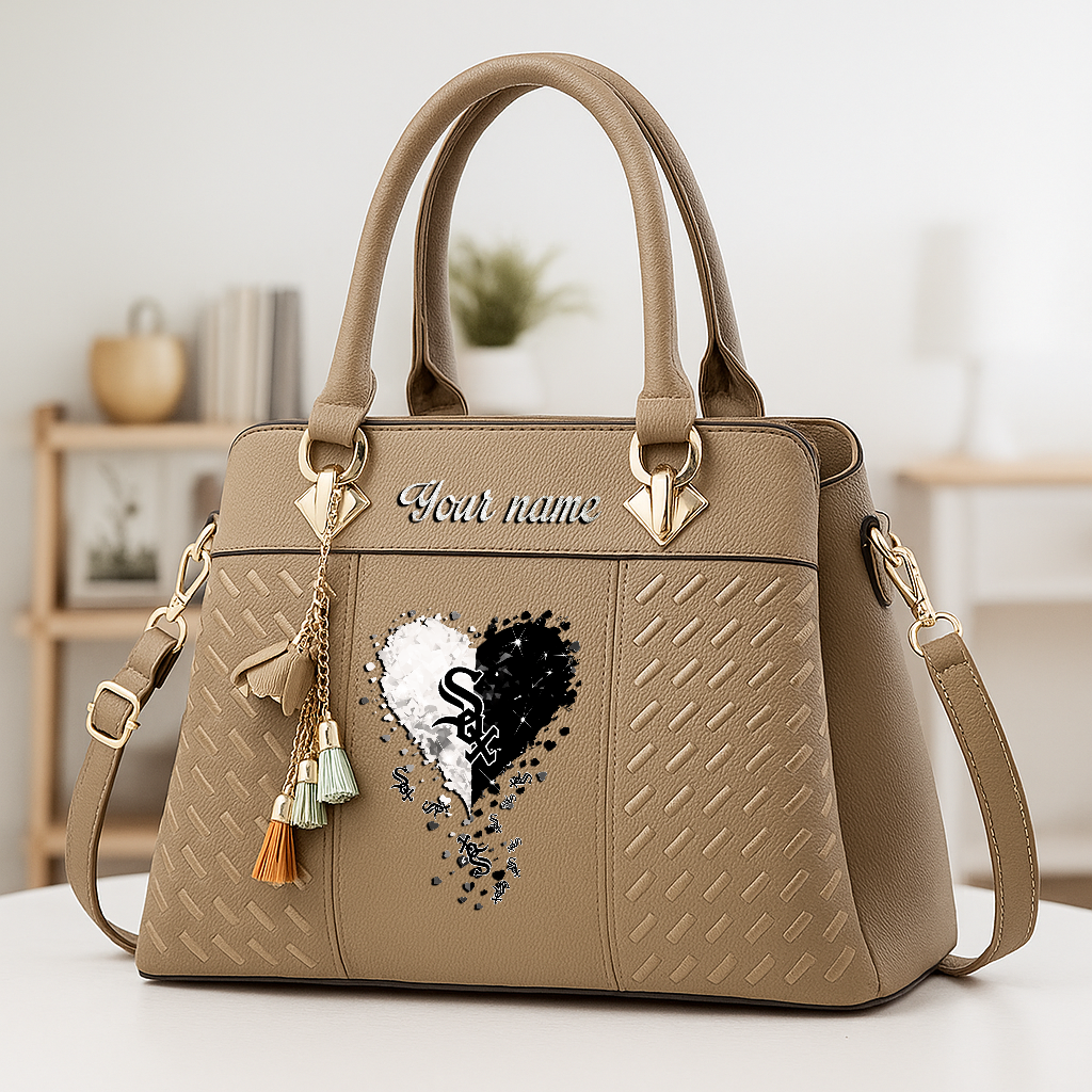 LIMITED EDITION - NEW CUSTOMIZED MLB26 CWS CHICAGO WHITE SOX ZIP HANDBAG MULTICOLOR