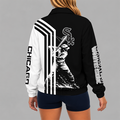 [FLASH SALE] NEW CUSTOMIZED MLB26 CWS CHICAGO WHITE SOX V-NECK ZIPPER SWEATSHIRT JACKET