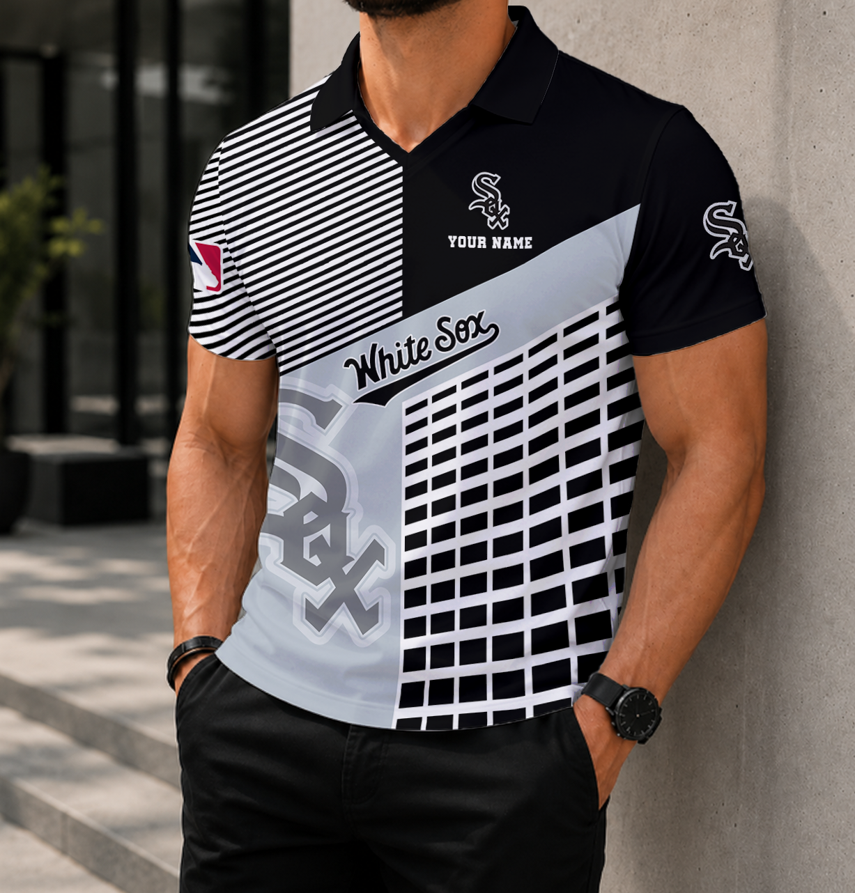 LIMITED EDITION - NEW CUSTOMIZED MLB26 CWS CHICAGO WHITE SOX POLO SHIRT