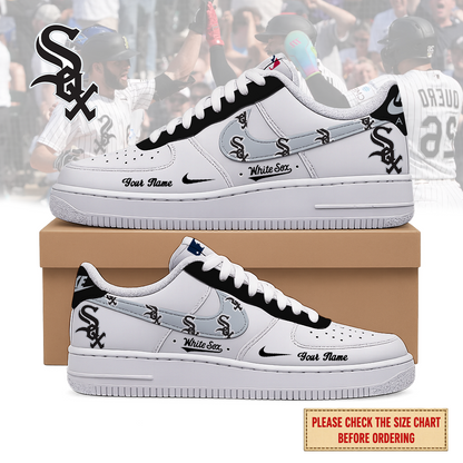 LIMITED EDITION - NEW CUSTOMIZED MLB26 CWS CHICAGO WHITE SOX AF1 SHOES