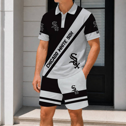 LIMITED EDITION - NEW CUSTOMIZED MLB26 CWS CHICAGO WHITE SOX POLO & SHORT PANTS SET
