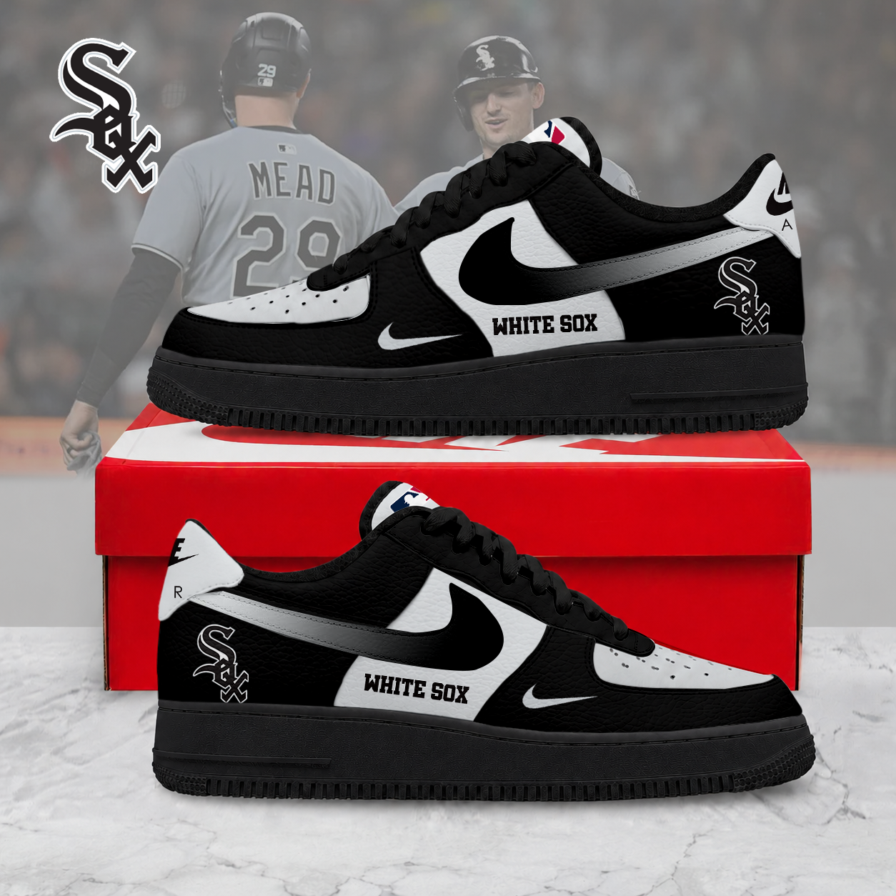 MEGA SALE - NEW CUSTOMIZED MLB26 CWS CHICAGO WHITE SOX AF1 SHOES