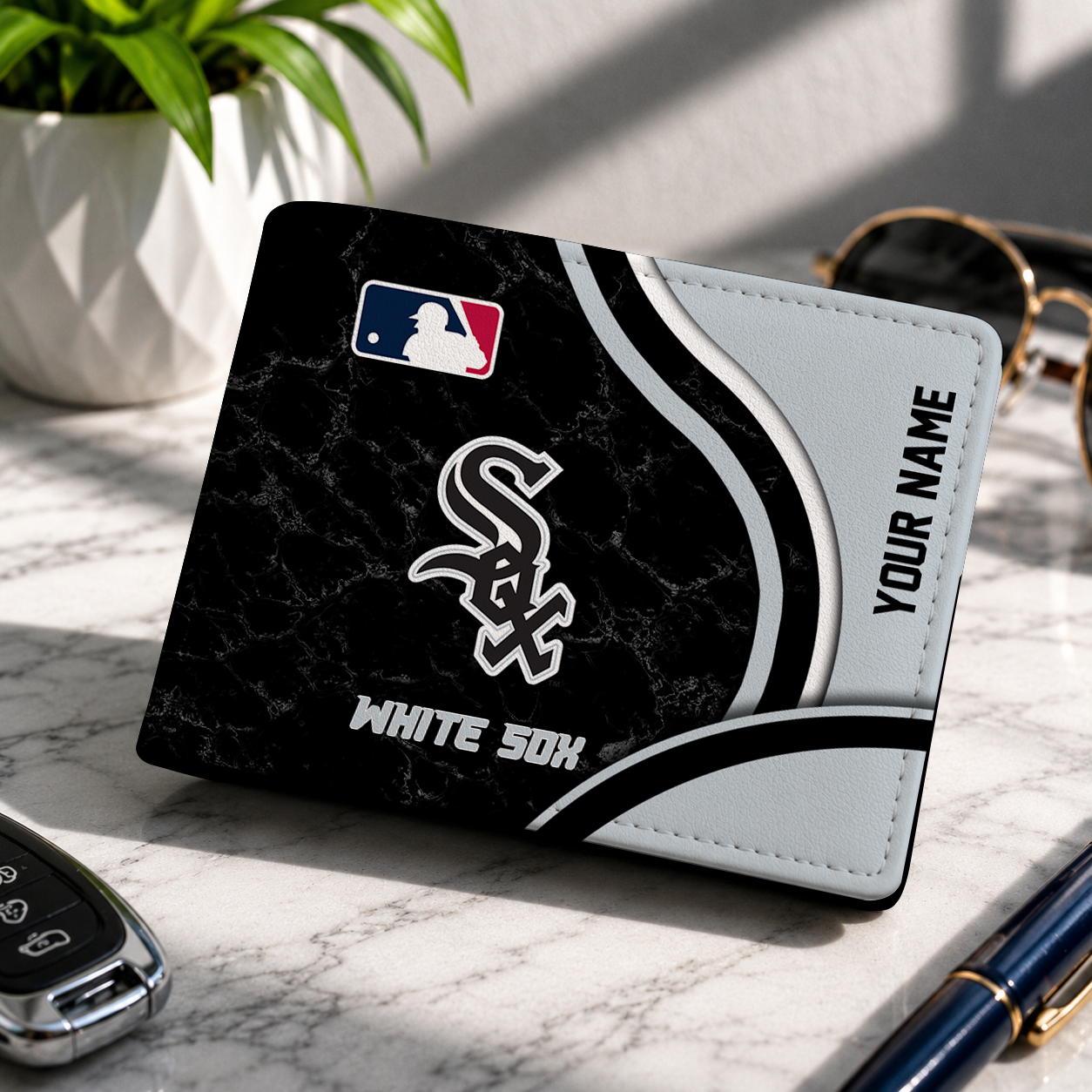 LIMITED EDITION - NEW CUSTOMIZED MLB26 CWS CHICAGO WHITE SOX LEATHER WALLET