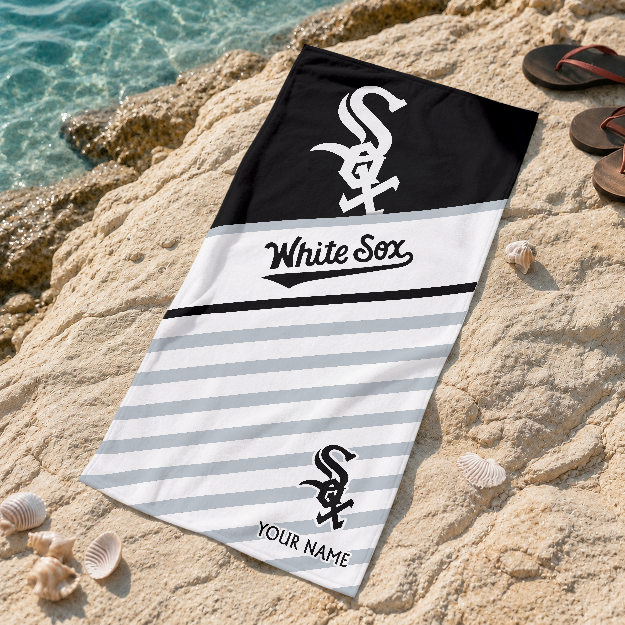 HOT DEAL - NEW CUSTOMIZED MLB26 CWS CHICAGO WHITE SOX BEACH TOWEL FOR FAN