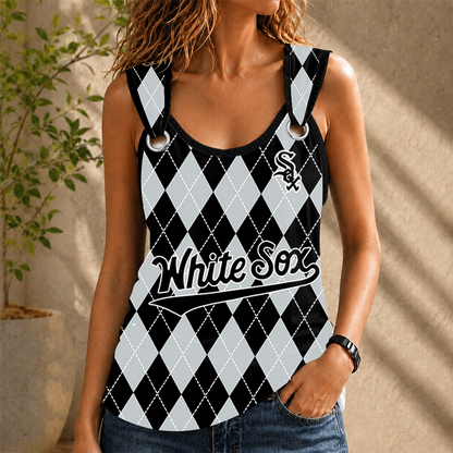 [FLASH SALE] NEW CUSTOMIZED MLB26 CWS CHICAGO KHAKI SOX O-RING SHOULDER TANK TOP