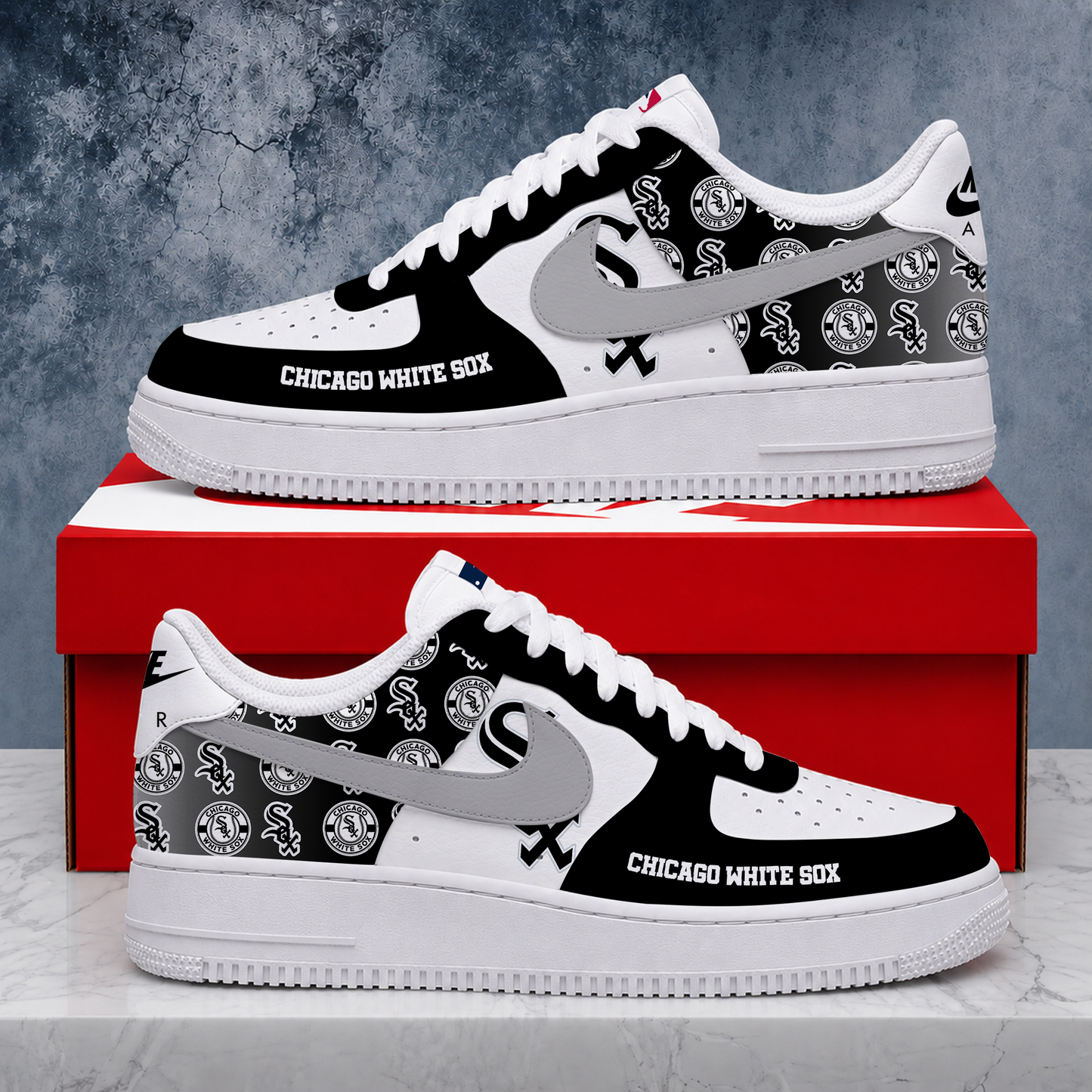 LIMITED EDITION - NEW CUSTOMIZED MLB26 CWS CHICAGO WHITE SOX AF1 SHOES
