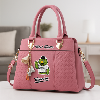 LIMITED EDITION - NEW CUSTOMIZED MLB26 CWS CHICAGO WHITE SOX ZIP HANDBAG MULTICOLOR