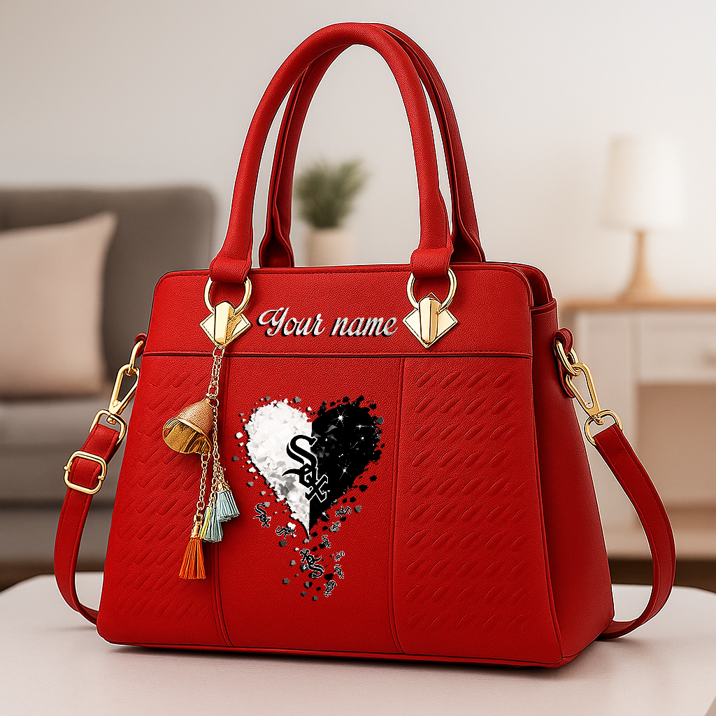 LIMITED EDITION - NEW CUSTOMIZED MLB26 CWS CHICAGO WHITE SOX ZIP HANDBAG MULTICOLOR