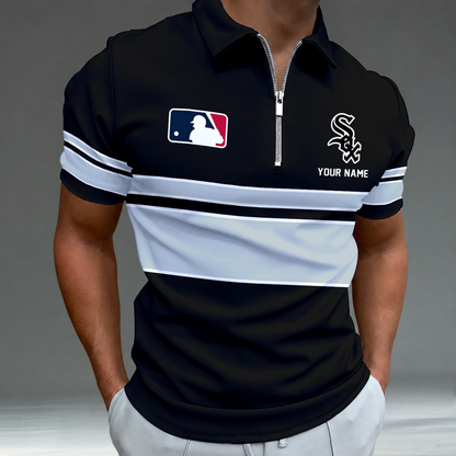 [FLASH SALE] NEW CUSTOMIZED MLB26 CWS CHICAGO WHITE SOX ZIP POLO SHIRT