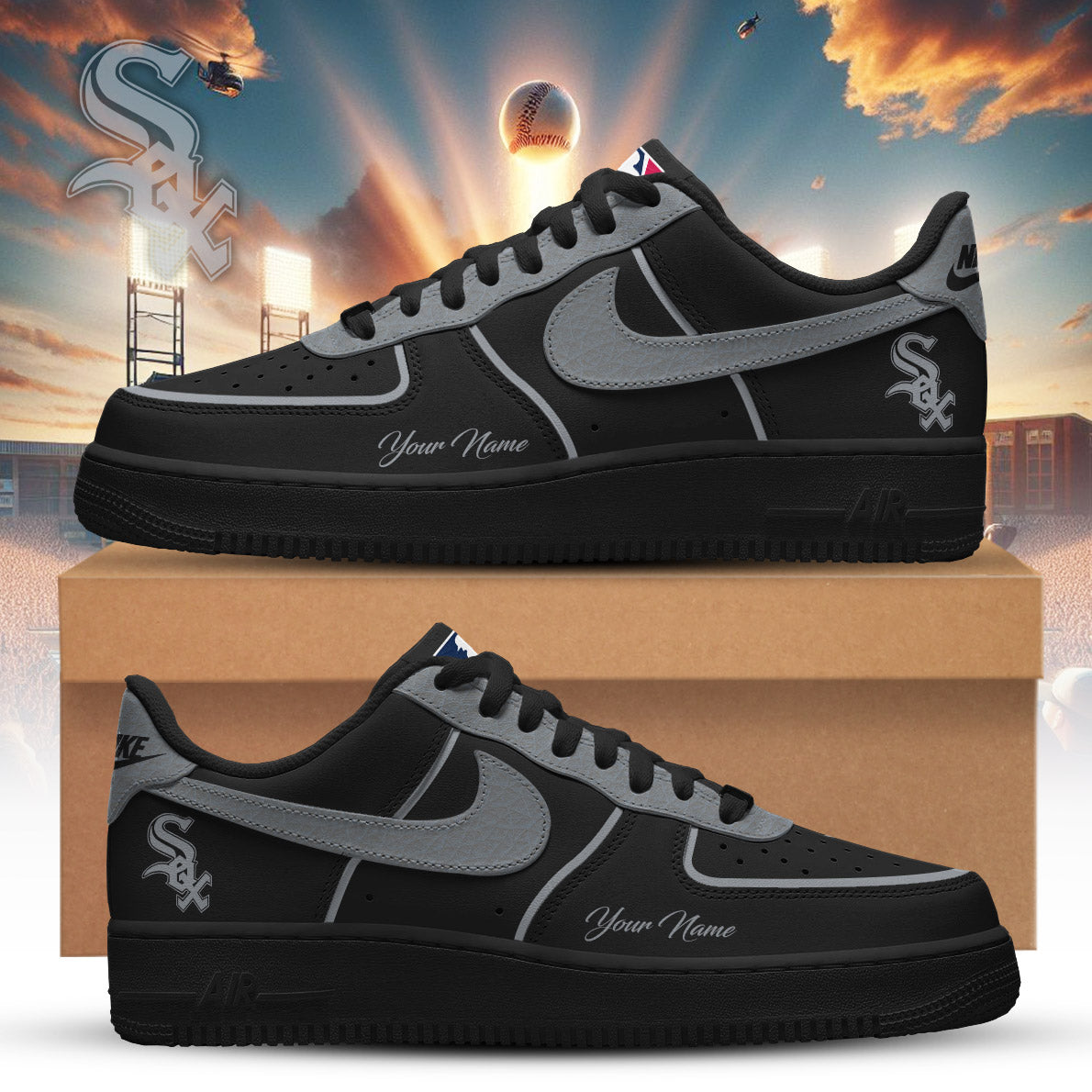 LIMITED EDITION - NEW CUSTOMIZED MLB26 CWS CHICAGO WHITE SOX AF1 SNEAKERS