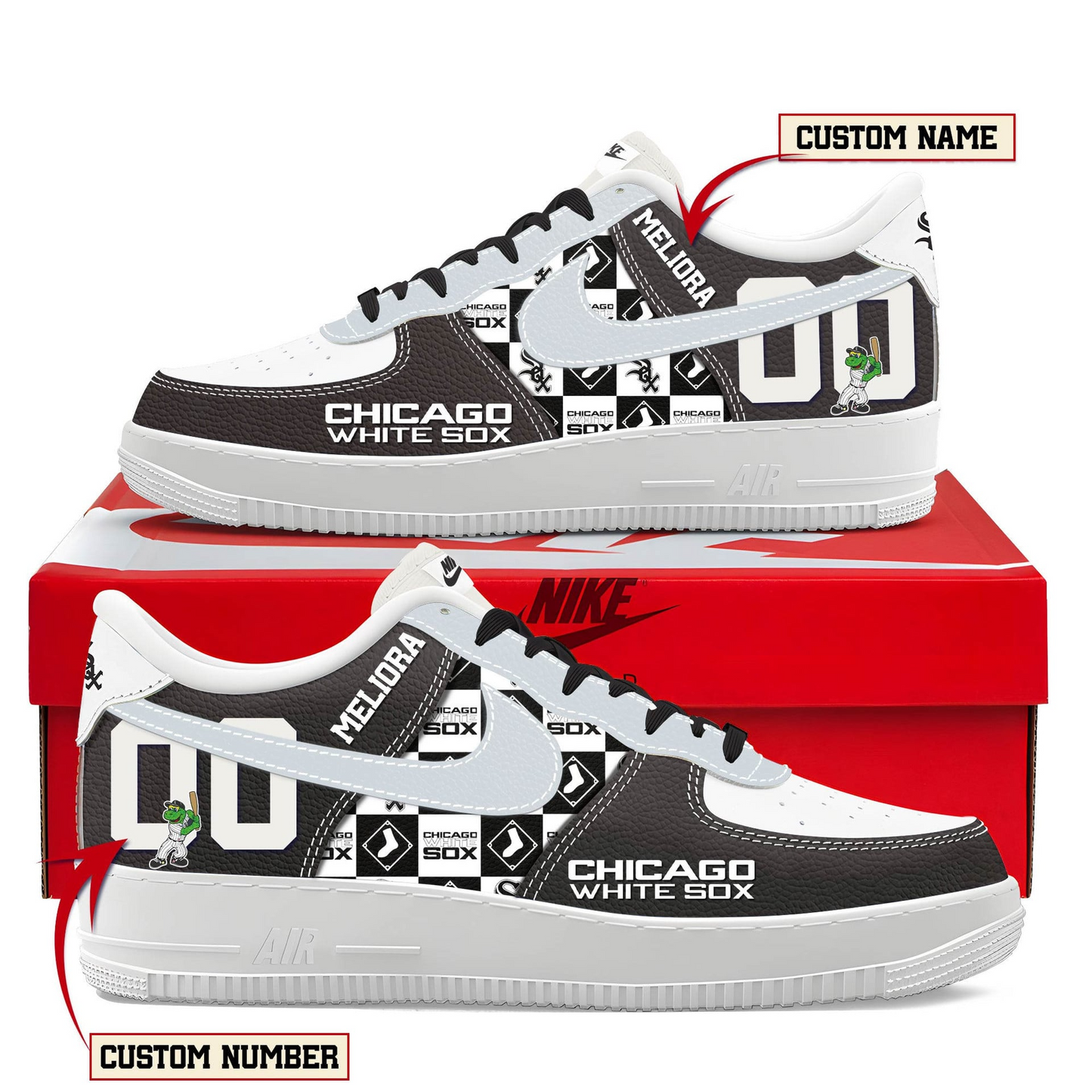 LIMITED EDITION - NEW CUSTOMIZED MLB26 CWS CHICAGO WHITE SOX AF1 SHOES