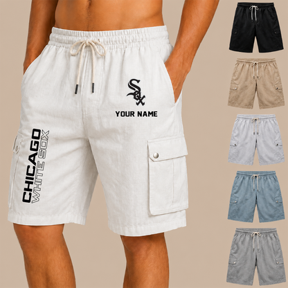[FLASH SALE] NEW CUSTOMIZED MLB26 CWS CHICAGO WHITE SOX MEN'S DRAWSTRING CARGO SHORTS