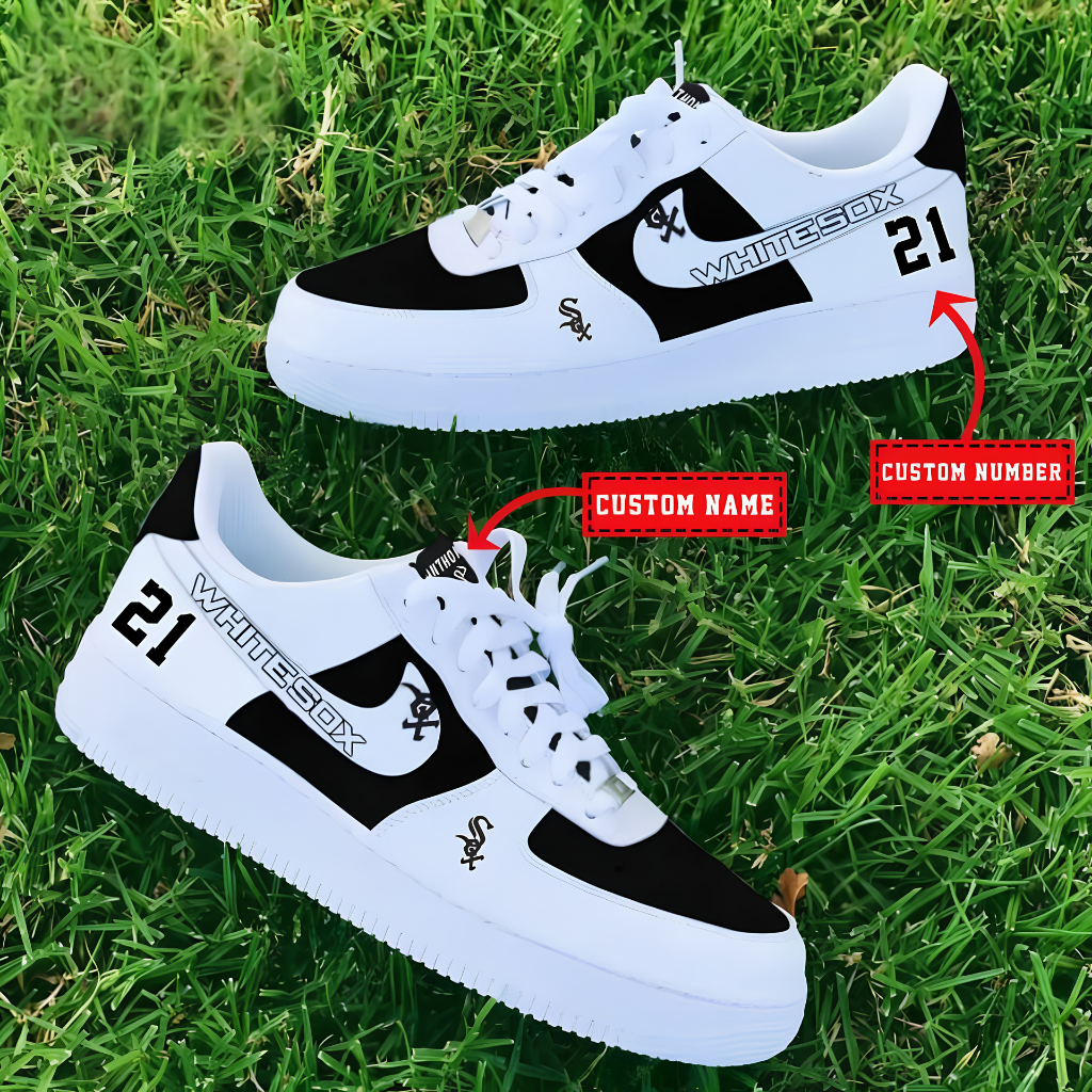 [FLASH SALE] NEW CUSTOMIZED MLB26 CWS CHICAGO WHITE SOX AF1 SHOES