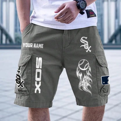 [FLASH SALE] NEW CUSTOMIZED MLB26 CWS CHICAGO WHITE SOX MEN'S CARGO SHORTS