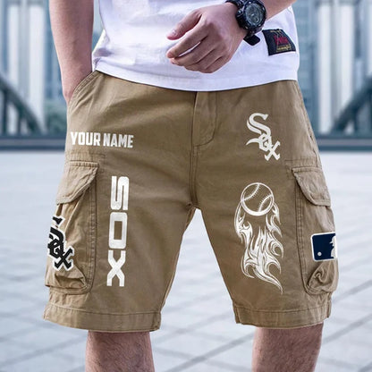 [FLASH SALE] NEW CUSTOMIZED MLB26 CWS CHICAGO WHITE SOX MEN'S CARGO SHORTS