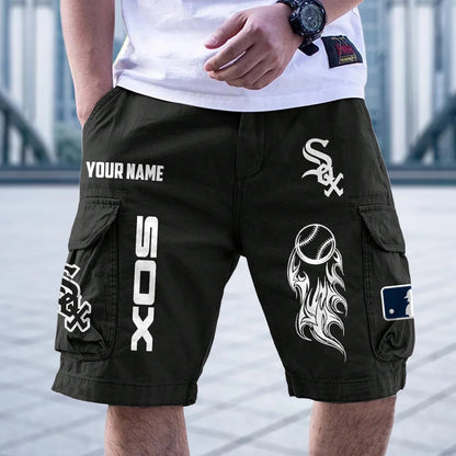 [FLASH SALE] NEW CUSTOMIZED MLB26 CWS CHICAGO WHITE SOX MEN'S CARGO SHORTS