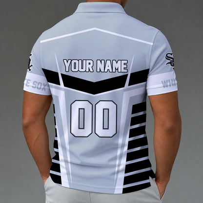 LIMITED EDITION - NEW CUSTOMIZED MLB26 CWS CHICAGO WHITE SOX ZIP POLO SHIRT