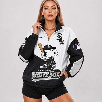 [FLASH SALE] NEW CUSTOMIZED MLB26 CWS CHICAGO WHITE SOX V-NECK ZIPPER SWEATSHIRT JACKET