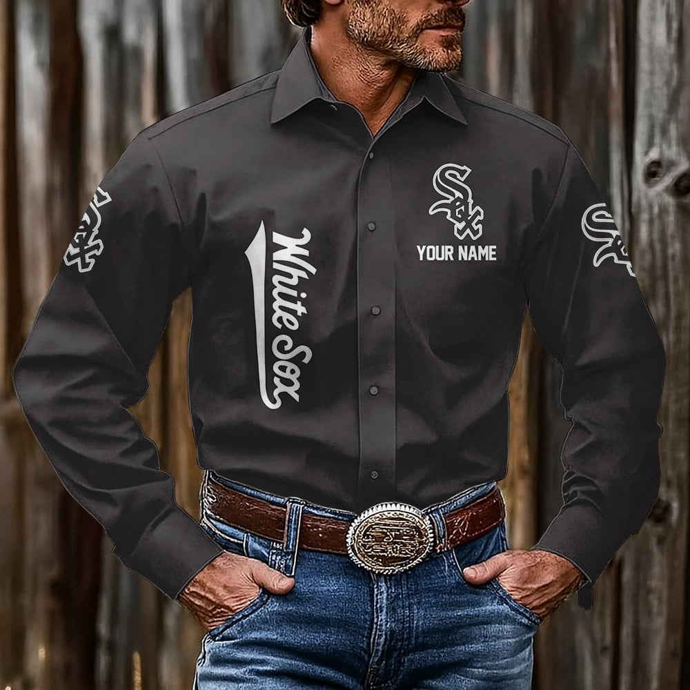 LIMITED EDITION - NEW CUSTOMIZED MLB26 CWS CHICAGO WHITE SOX MEN'S LONG SLEEVE BUTTON-UP SHIRT