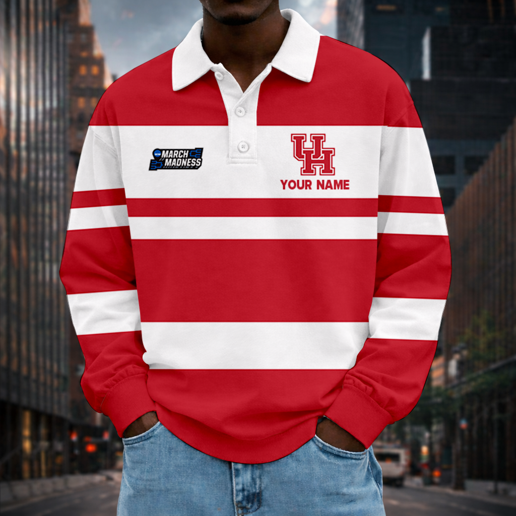 LIMITED EDITION - NEW CUSTOMIZED NCAA MAM26 HOC HOUSTON COUGARS UNISEX LONG SLEEVE POLO