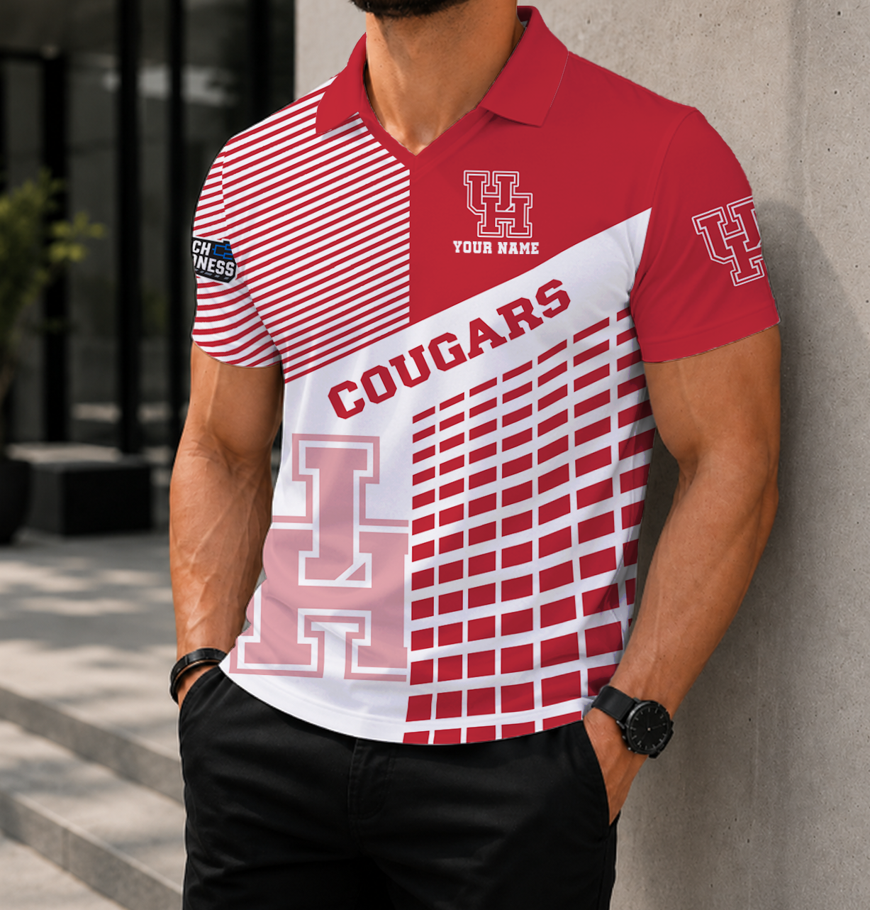 VIRAL EDITION - NEW CUSTOMIZED NCAA MAM26 HOC HOUSTON COUGARS POLO SHIRT
