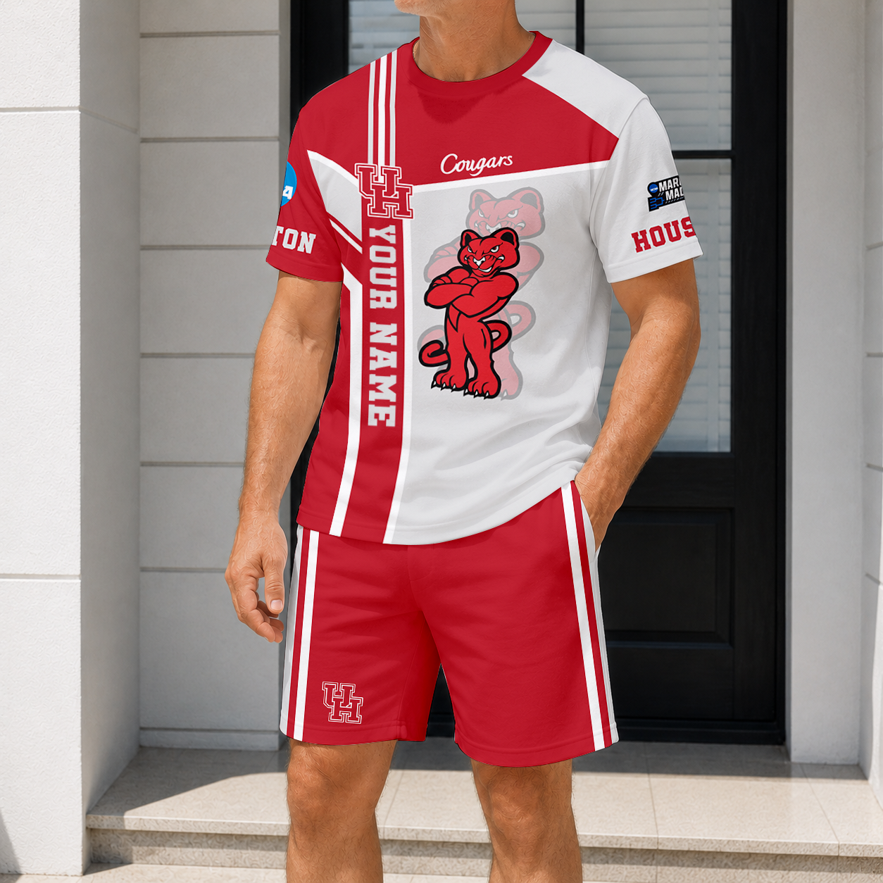 ELITE EDITION - NEW CUSTOMIZED NCAA MAM26 HOC HO COUGARS T-SHIRT & SHORT PANTS SET
