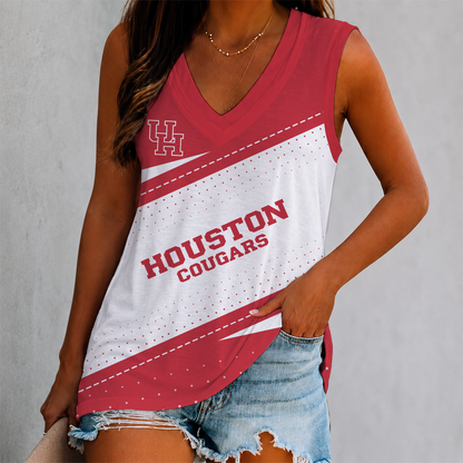 EXCLUSIVE EDITION - NEW CUSTOMIZED NCAA MAM26 HOC HOUSTON COUGARS WOMEN'S V-NECK TANK TOP