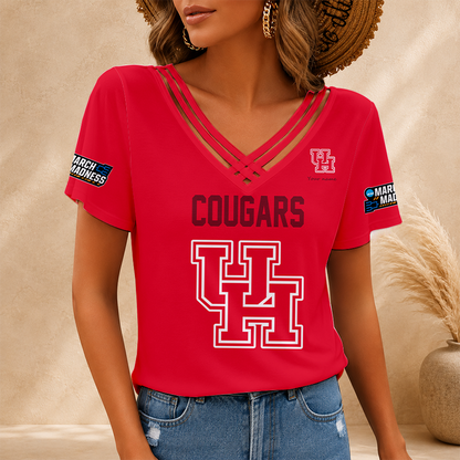 [FAN FAVORITE] NEW CUSTOMIZED NCAA MAM26 HOC HOUSTON COUGARS V-NECK SHIRT