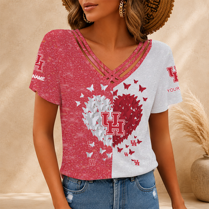 [FAN FAVORITE] NEW CUSTOMIZED NCAA MAM26 HOC HOUSTON COUGARS V-NECK SHIRT