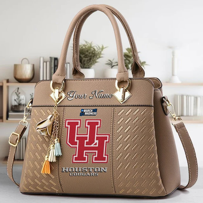 LIMITED EDITION - NEW CUSTOMIZED NCAA MAM26 HOC HOUSTON COUGARS ZIP HANDBAG MULTICOLOR