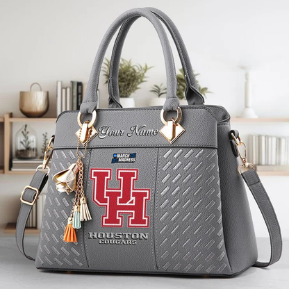 LIMITED EDITION - NEW CUSTOMIZED NCAA MAM26 HOC HOUSTON COUGARS ZIP HANDBAG MULTICOLOR
