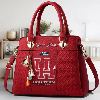 LIMITED EDITION - NEW CUSTOMIZED NCAA MAM26 HOC HOUSTON COUGARS ZIP HANDBAG MULTICOLOR